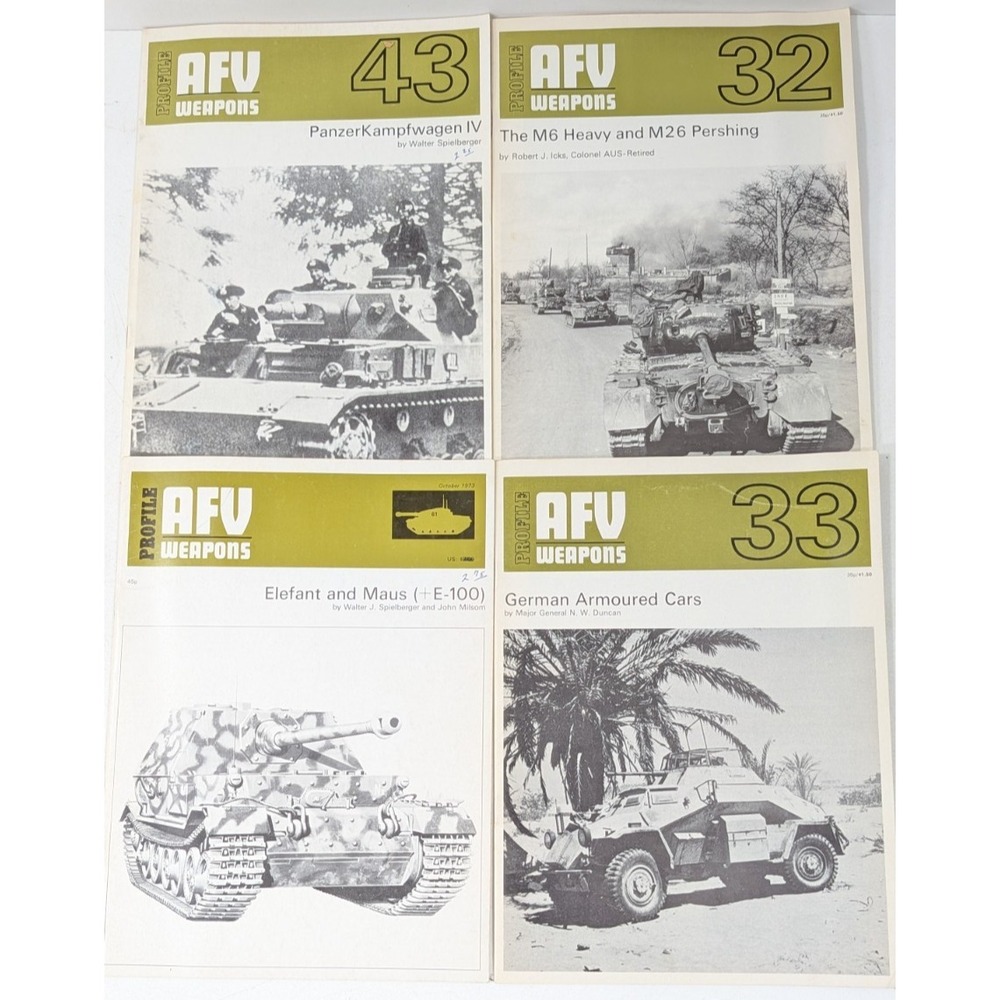 AFV Weapons Profile Magazine, Profile Publications 1970s Vintage Set of 4